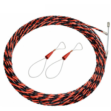 50m electrician's fish tape, 5mm diameter electrical cable puller, retractable installation for flexible steel spiral cables and extensions. (1/4)