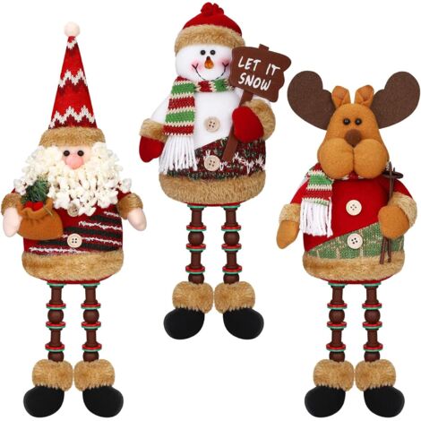 Set of 3 Christmas table decorations: Sitting Santa, Snowman, Reindeer, Doll, Long Legs, Christmas ornament for home decoration (1/4)