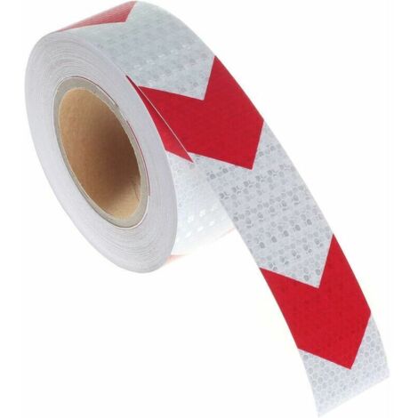 KZQ 25m×5cm High Visibility/Intensity Reflective Warning Tape, Red/White Arrow, for Signaling (1/4)