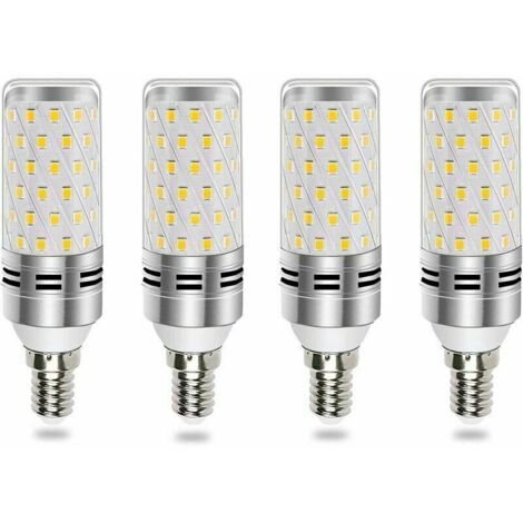 E14 LED 16W cool white bulb - Equivalent to a 100W to 120W halogen bulb, emitting 1600LM with 360° light, suitable for chandeliers, wall lights and bedside lamps, pack of 4, non-dimmable. (1/4)