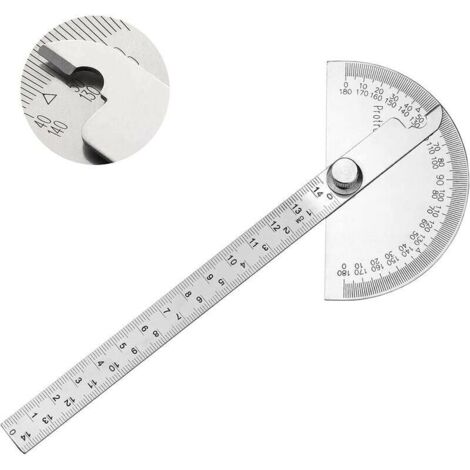 Stainless steel protractor with 0-180° angle measuring arm, measuring ruler, engineering tool, protractor with 140 mm ruler, universal angle ruler for painting and drawing. (1/4)