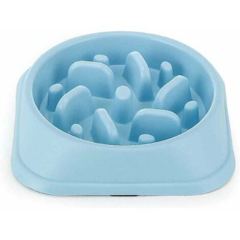 Anti Glutton Dog Bowl Slow Feeding Bowl with Non-Slip Base,Prolong Feeding Time to Prevent Various Diseases Caused by Fast Feeding (Blue)
