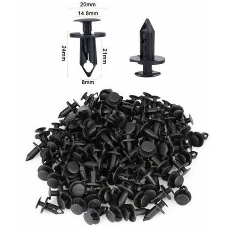 KZQ Pack of 120 Black Plastic Rivets for Cars, 8mm Hole, Mudguard Trim Clips