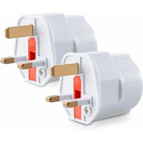 Pack of 2 UK Plug Adapters - Schuko Type G - France to UK Plug - Compact and Lightweight - Compatible with Multiple Countries (1/4)
