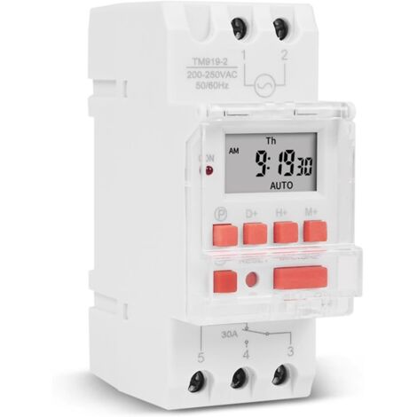 Electric Water Heater Timer, Time Switch, 30A Digital Timer Switch with 1-Second LCD Display, 220V Digital Timer Relay