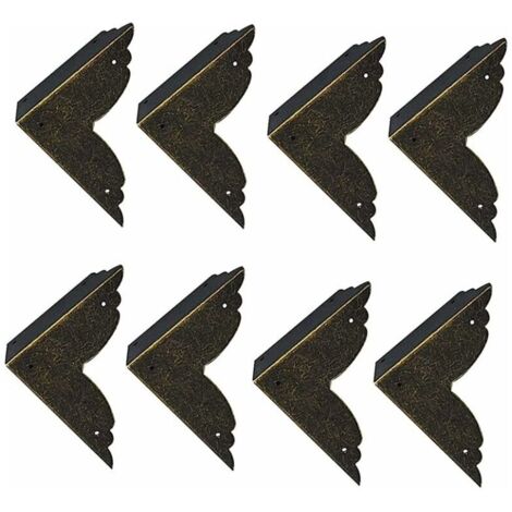 Vintage decorative iron corners, metal furniture corners, bronze furniture corners for wooden furniture and boxes, jewelry boxes, bronze, 70 x 70 x 20 mm. (1/4)