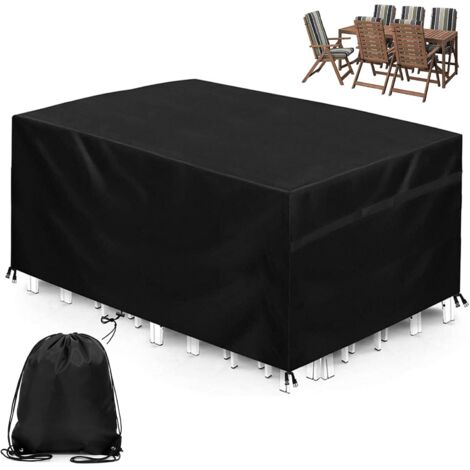 Garden Furniture Cover 200 x 100 x 75 cm, 420D Oxford Fabric Waterproof Outdoor Garden Furniture Cover, Windproof and UV Resistant Outdoor Garden Table Cover (1/4)