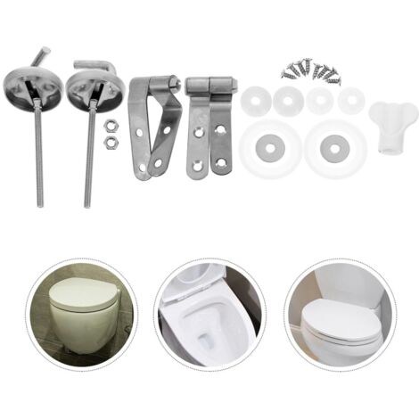Toilet seat replacement kit, stainless steel toilet seat hinge fixing kit for hotels and guesthouses, easy screw-on installation. (1/4)