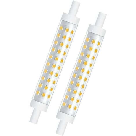 Pack of 2 x 10W R7s 118mm dimmable LED bulbs, warm white 3000K, 100W halogen equivalent, double-ended linear reflector for garden, public, corridor, lampposts, spotlights (1/4)