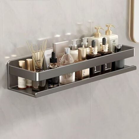 Rustproof wall-mounted shower shelf - No drilling required. Bathroom organizer - Space-saving and easy-to-install storage solution (50 cm) (1/4)