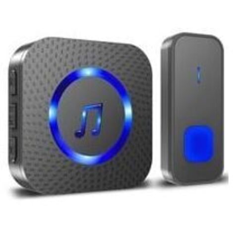 ALOVEZ Wireless Doorbell, 400M IP55 Waterproof Electronic Doorbell Chime, Chime Kit with Plug-in Receivers for Home, 55 Melodies with 5 Volume Levels, Blue and Black LED (1/4)