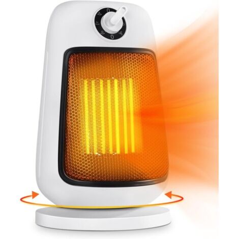 90° oscillating electric space heater, 2 power levels, ceramic fan heater, overheat and tip-over protection, small indoor heater, 1500W, White (1/4)