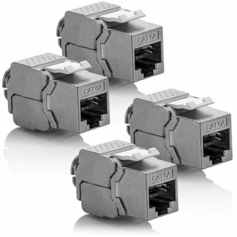 KZQ 4x Module Keystone CAT 6a Jack - Blindé STP Connecteur RJ45 Installation Snap-In Montage Cable Brut CAT 500Mhz 10GBit/s