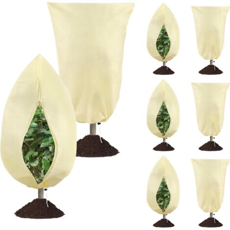 Set of 8 frost protection covers for plants,With a drawstring and zipper, to protect outdoor plants, potted shrubs, trees, and animals from frost (1/4)
