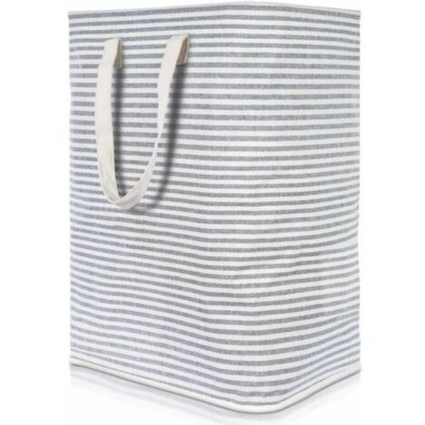 72L Laundry Basket with Wooden Handle, 72L Foldable Waterproof Fabric Laundry Hamper with Large Capacity, Grey, 40x30x60cm, Large Laundry Hamper for Bedroom, Living Room, Children's Room, Bathroom (1/4)