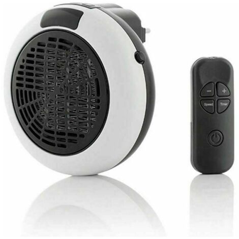 KZQ Electric Wall-Mounted Fan Heater - Plug-in Heater with Thermostat and Timer - Plug-in Heater with Remote Control, Living Room, Bedroom, Office - Ceramic - 600W - White (1/4)