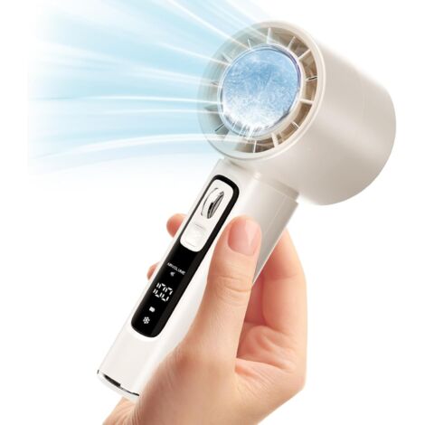 Portable fan with cooling plate, 4000 mAh rechargeable battery, 100 wind speeds – Compact personal fan for travel, office and outdoor use (white) (1/5)