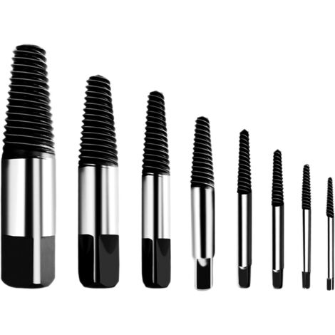 Broken screw extractor, multi-explosion screw extraction kit, stainless steel hardness, easy to strip, suitable for removing damaged screws (8 pieces) (1/4)