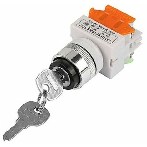 KZQ 2-Position Rotary Key Switch with 2 Keys, Locking Switch for Opening and Closing Circuits, 220V (1/4)