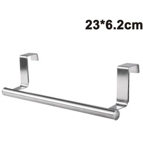 Modern towel rack with hooks for bathroom and kitchen, brushed stainless steel towel holder for over-the-counter storage, 23 × 6.2 cm (1/4)