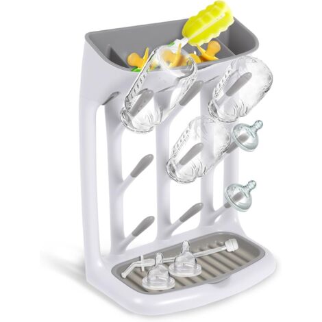 Vertical bottle drying rack with removable tray, suitable for holding 9 bottles, pump unit and breastfeeding accessories, essentials for newborns (1/4)