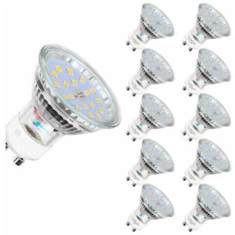KZQ Pack of 10 GU10 5W LED Bulbs, 60W Equivalent to Halogen Bulbs, 560LM, Cool White 6000K, Non-Dimmable (1/2)