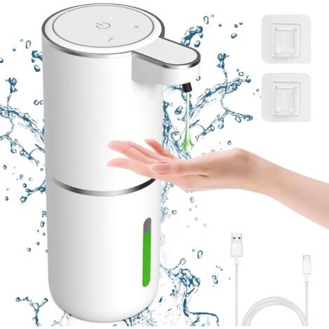 Automatic liquid soap dispenser, 380 ml, touchless, 4 adjustable pressure levels, rechargeable via USB-C, for bathroom, kitchen and office. (1/4)
