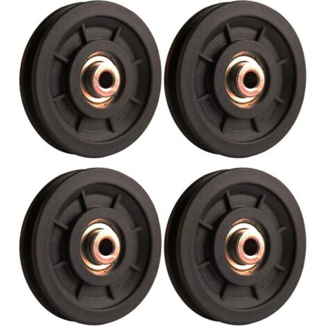 Accessoires de levage, 4 pièces 110 mm poulie en nylon portante poulie de levage de poids roue universelle pour machine à câble équipement de fitness porte de garage (1/4)