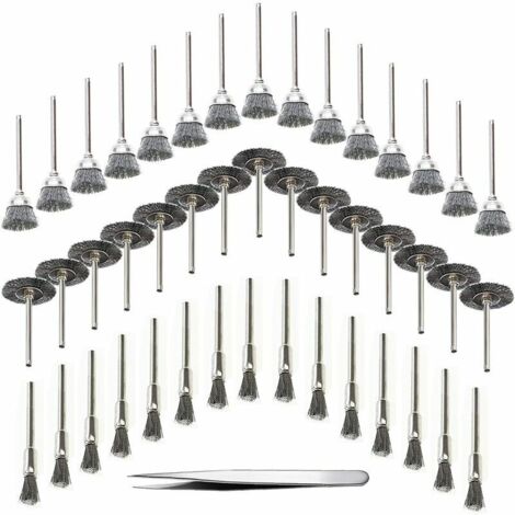 45 Pièces Outil de Perceuse à Bois Brosse Métallique Fil d'Acier Inoxydable Brosse de Perceuse Rotative en Métal, Argent (Acier Inoxydable) (1/4)