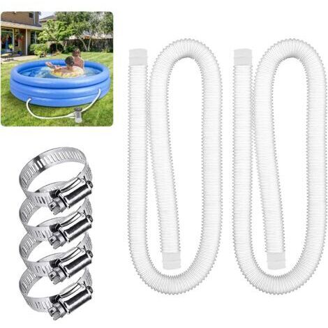Tuyau de Rechange pour Piscine de 1,25 po de diamètre pour piscines Hors Terre, Piscine avec Pince métallique pour Pompe de Filtre Intex ou tuyaux de 3,2 cm - 1,5 mètre de Long (Paquet de 2) (1/4)