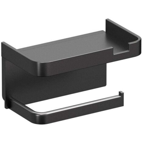 Porte Papier Toilette, Support Papier Rouleau sans Percage Derouleur Papier WC,Distributeur Papier avec Tablette, Acier INOX Auto-adhésive et Mural pour Salle de Bain Suspension murale sans clous (1/4)