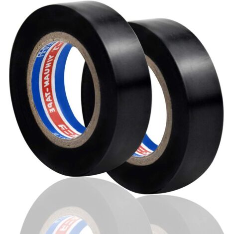 2 rouleaux de ruban isolant, ruban isolant en PVC résistant aux hautes températures, ruban Gaffer 16mm × 6m (noir) (1/4)