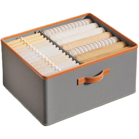 Boîtes de rangement pliables pour vêtements et pantalons avec séparateurs, grande capacité épaissie, conception peu encombrante, doublure en cuir (1/4)