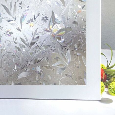 Film pour Fenêtre Film Electrostatique Protége Intimité, Décoratif Film Vitre Anti Regard Occultant avec Motif Tulipes Fleurs pour Verre et Vitrage 45 cm × 200 cm (1/4)