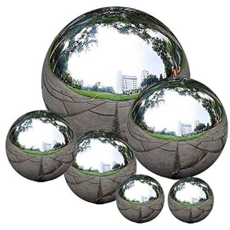 En Acier Inoxydable Poli Miroir 50 à 150 mm Boule réfléchissante Flottante pour décoration de Jardin 6 PCS (1/4)