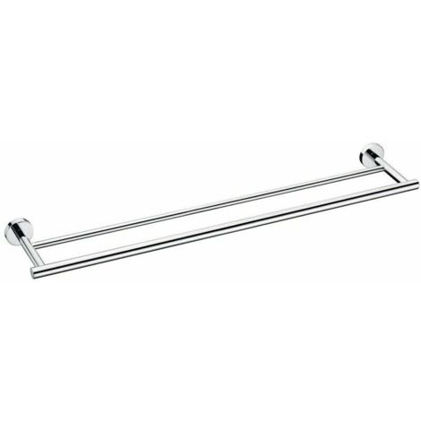 XVX 30 cm,Porte Serviette Salle de Bain Double Barres Porte Serviette Mural en Acier Inoxydable Base Ronde, Finition polie (1/4)