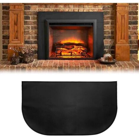 Tapis de Cheminée, 100 x 50cm Pare-feu Demi-Ronds, Tapis Ignifuge Devant de Cheminee, Tapis Ignifuge Tapis de Sol Exterieur, Résistant à l'eau, pour Cheminée, Poêle, Barbecue (Noir) (1/4)