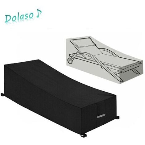 Dolaso – Housse de protection transat imperméable 210D – Anti-UV, résistant à la déchirure – Dimensions 210x75x40/80 cm – 4 sangles de fixation (1/3)