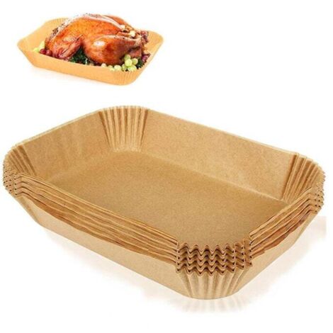 Papier Cuisson pour Ninja Air Fryer, 100 Pièces 20,5x14cm Rectangulair Paper Liners Friteuse Sans Huile Accessoires compatible avec Ninja Foodi Dual Zone Double Stack et autres Double Airfryer