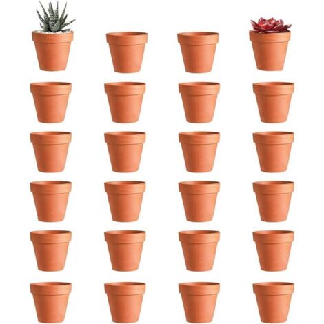 Lot de 12 pots de fleurs en terre cuite avec trou de drainage, réutilisables, pour la décoration intérieure et extérieure (3,5 × 3 cm) (1/4)