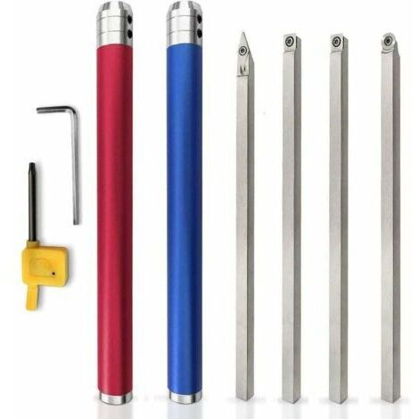 XVX – Ensemble d'outils de tournage sur bois en carbure – Inserts ronds, carrés, diamants – Poignée en alliage d'aluminium – Pour bois dur et teck (1/4)