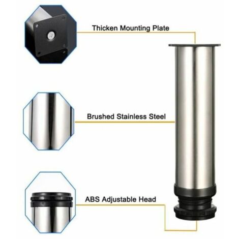 Furniture Leg-Set of 4 Stainless Steel Height Adjustable Furniture Legs ...