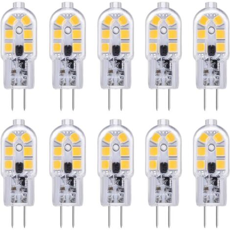 Ampoule LED G4 pour hotte aspirante 12 V 2 W Blanc froid 6000 K, 200 lm, équivalent halogène G4 bi-broches, 12 V AC/DC, lampe LED G4 pour camping-car/hotte de cuisine, non variable, lot de 10 [Classe (1/4)