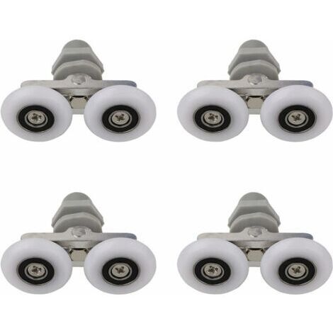 XVX 4 PCS 25mm Roulettes Doubles pour Porte de Douche Roulettes pour Porte de Douche Roulettes Coulissantes Porte Salle de Bain Douche Rouleau de Douche de Rechange,Pièces de rechange pour salle de ba (1/4)