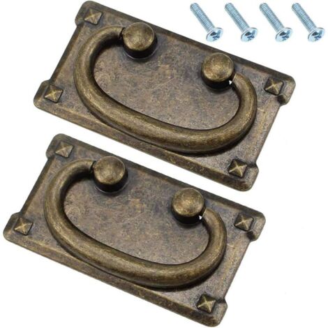 Boutons et poignées de meubles, 2 poignées de tiroir classiques avec vis, décoration rectangulaire pour portes d'armoires et portes de meubles (1/4)