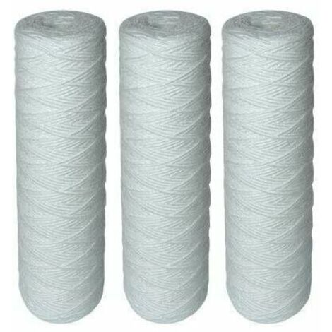 Lot de 3 Cartouches Filtrantes Bobinées pour Filtre à Eau – Filtration des Sédiments jusqu’à 25 microns – Format Standard Universel 10" pouces – Durée : 1 an