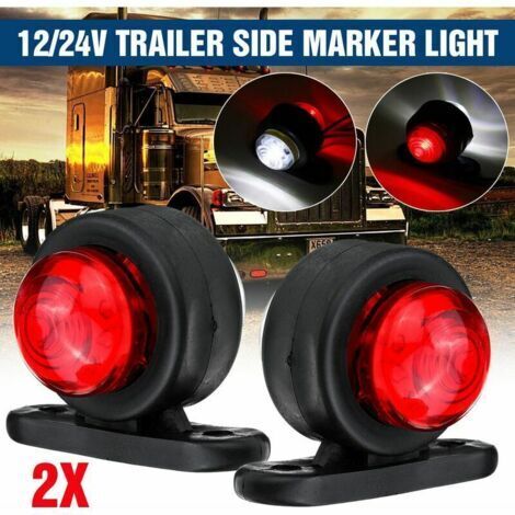2x 12V 24V feu de gabarit latéral lampe de contour rouge blanc camion remorque caravane camion fourgon (1/4)