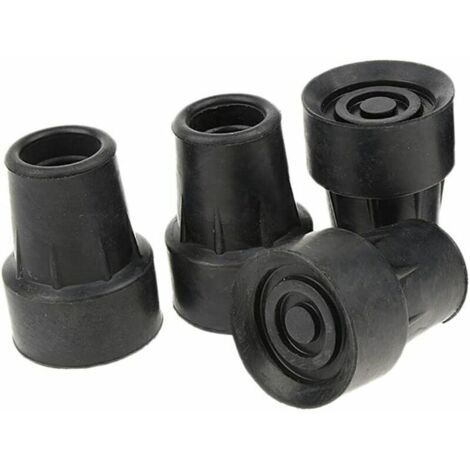Pack de 4 Embouts de Canne Antidérapants Standard Embouts en Caoutchouc Noir - 19mm (1/4)