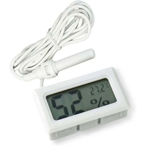 Hygromètre thermomètre intégré numérique LCD 2 en 1 avec externe pour incubateur de volaille d'aquarium de reptiles - blanc (1/4)