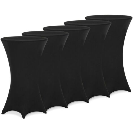 5x Fitted High Bar Cocktail Table Cloth Covers SPANDEX Lycra Stretch Wedding  5er Set Ø60 cm / schwarz (de) (1/5)